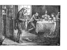 The door of a small glass office, which was partitioned off from the rest of the room, was slowly opened, and a little blear-eyed, weazen-faced, ancient man came creeping out.