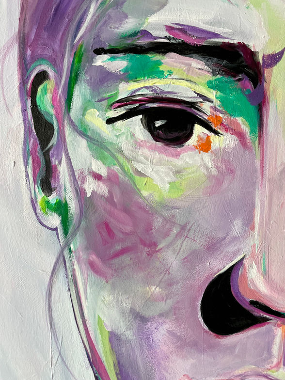 details of a portrait painting on canvas 