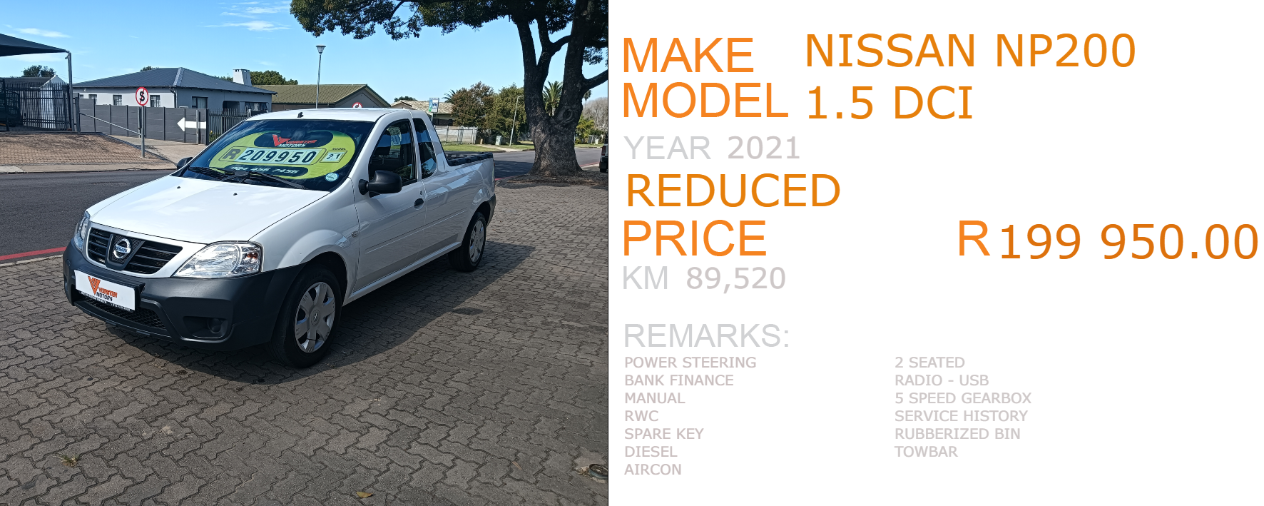 2021 NISSAN NP200 1.5 DCI A/C - KM89,520