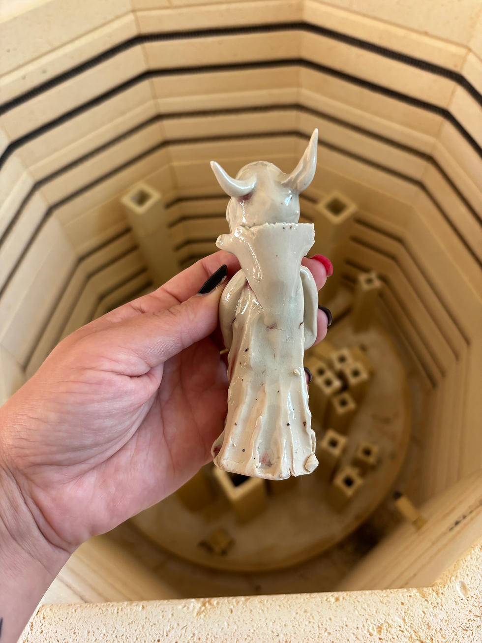 Thumbnail: Protection & Banishing Energy Guardian Sculpture in Oxblood Glaze