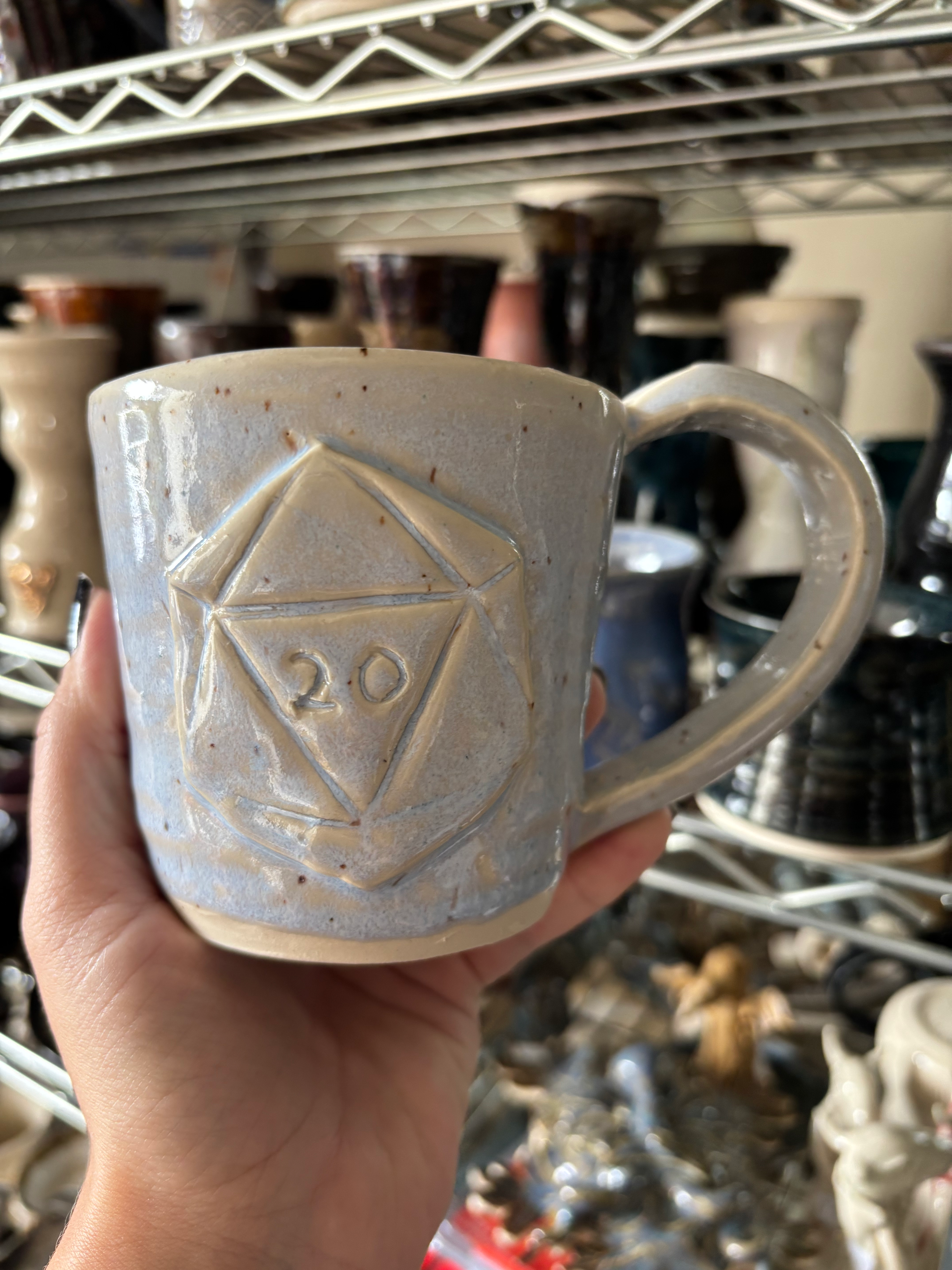 D20 Mug in Translucent Periwinkle Glaze