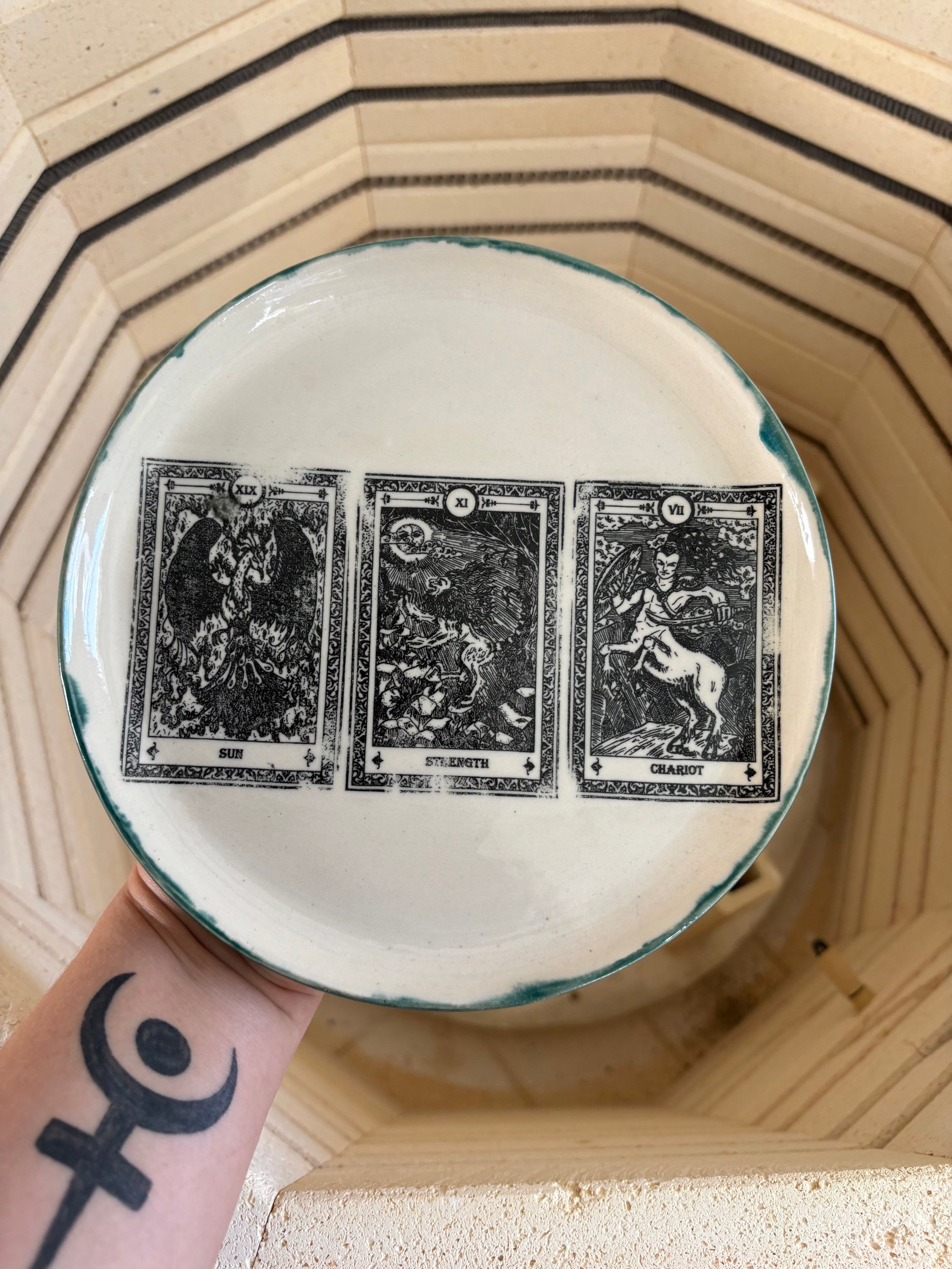 Tarot Plate - Sun, Strength, and Chariot