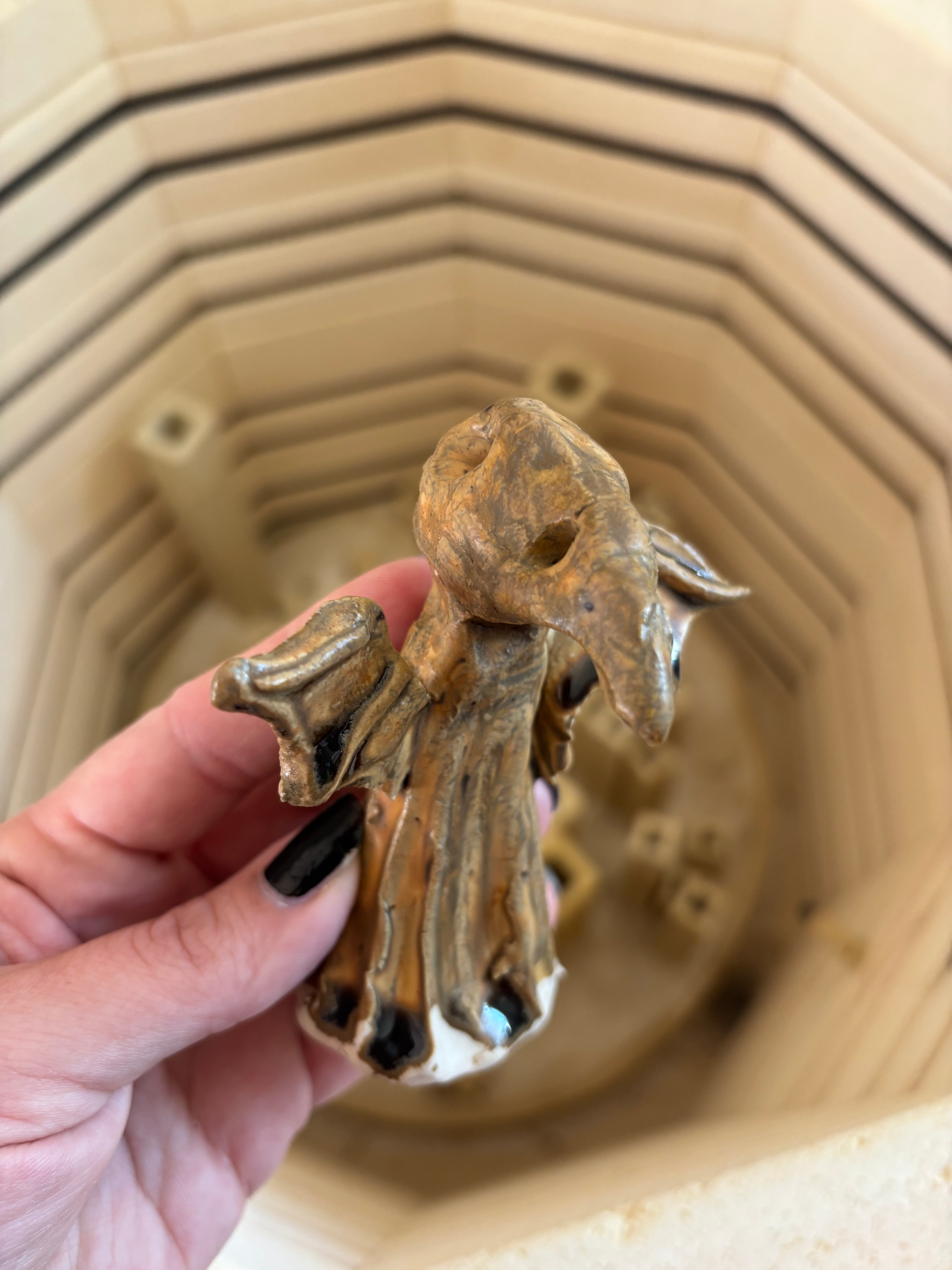 Spiritual Guidance Energy Mini Guardian Sculpture in Oxblood Glaze