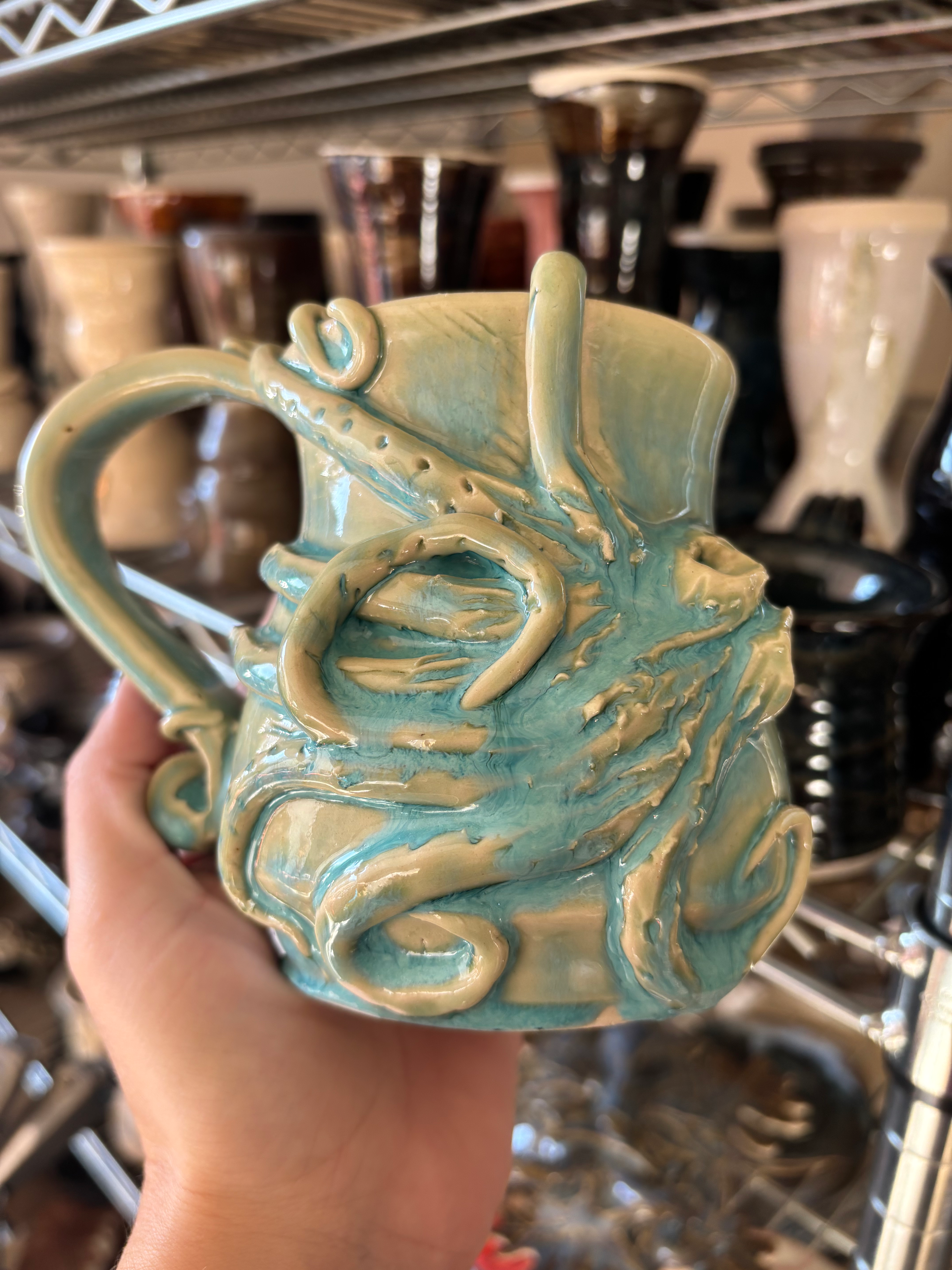Cthulhu Mug in Teal Glaze