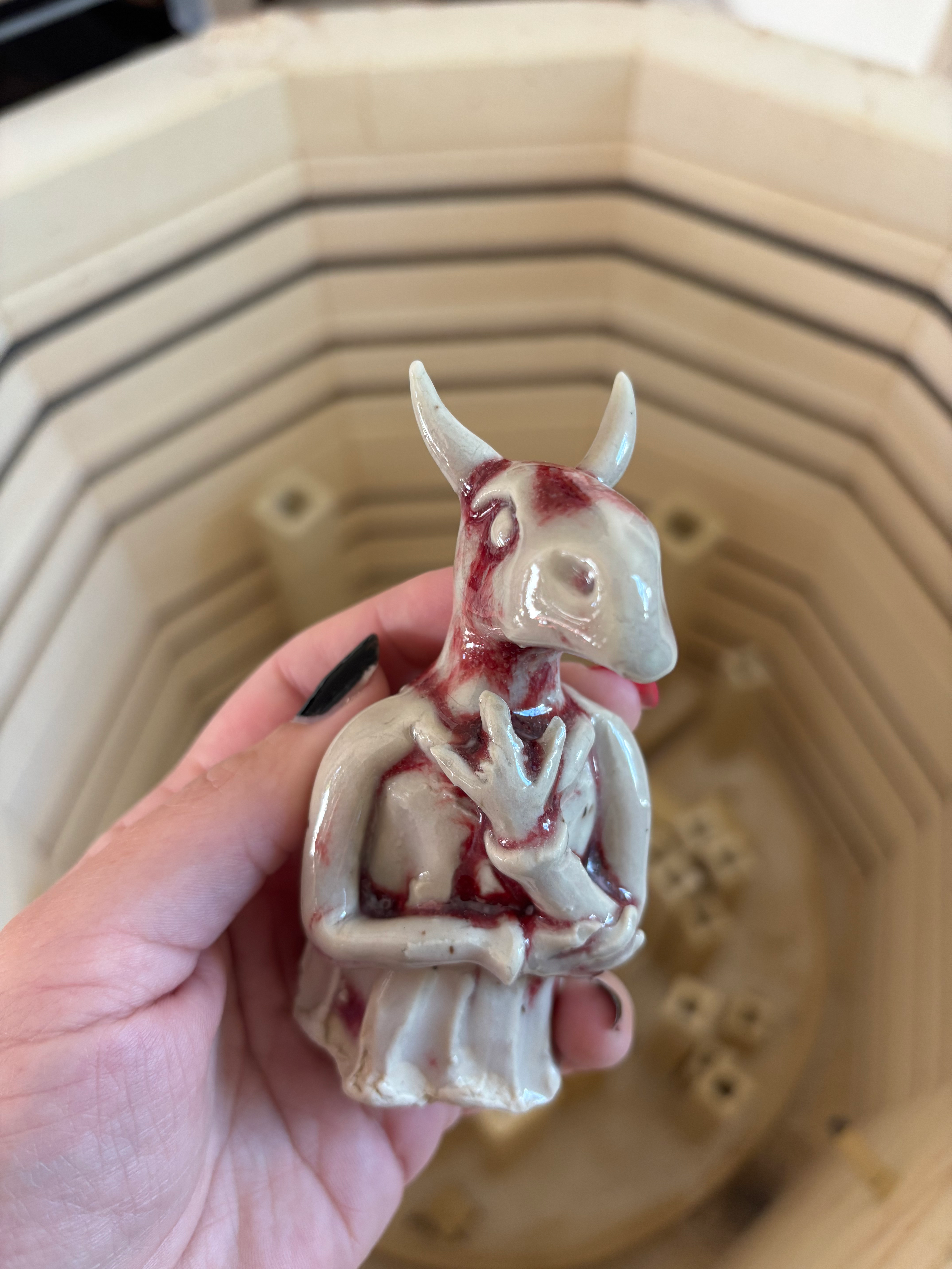 Protection Energy Guardian Sculpture in Oxblood Glaze