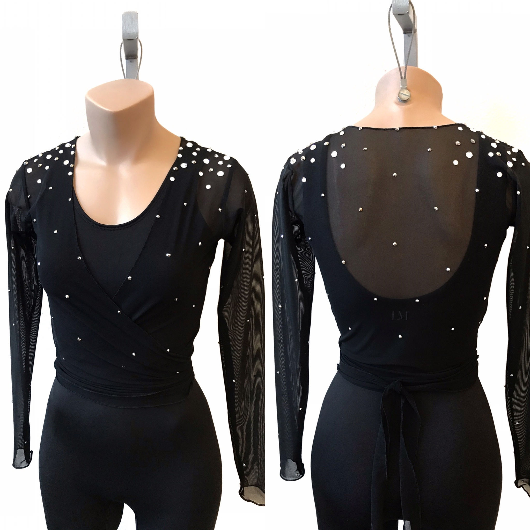 "GALE" CRYSTALLED MESH WRAP TOP