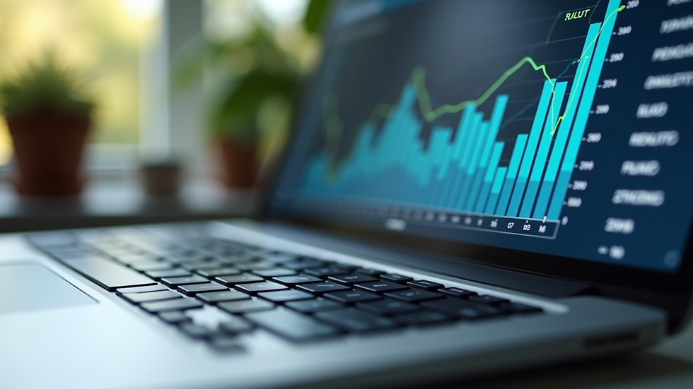 Close-up view of a laptop screen showing marketing analytics dashboard