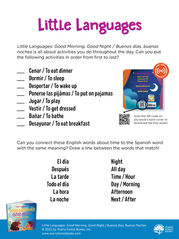 Little Languages: Good Morning, Good Night / Buenos días, buenas noches activity sheet
