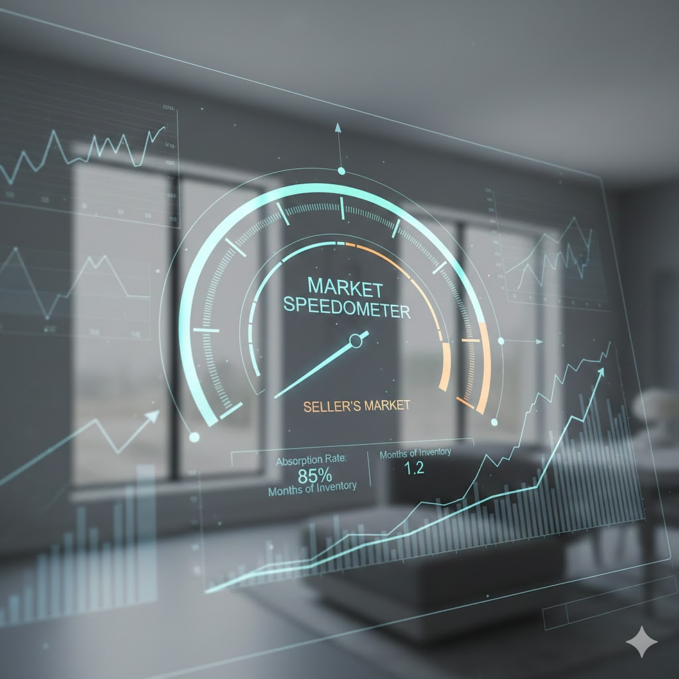 High-tech speedometer showing real estate market activity 