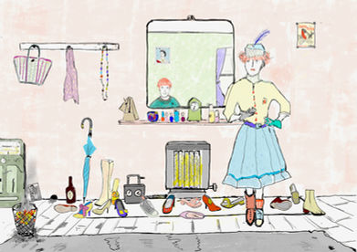 Mad lady and her shoes. 