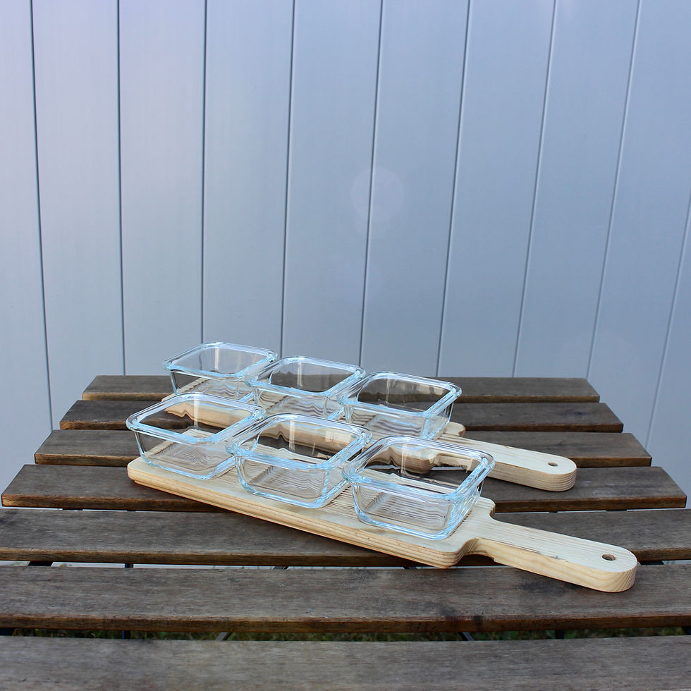 Wooden Tray with Handle & Bowls