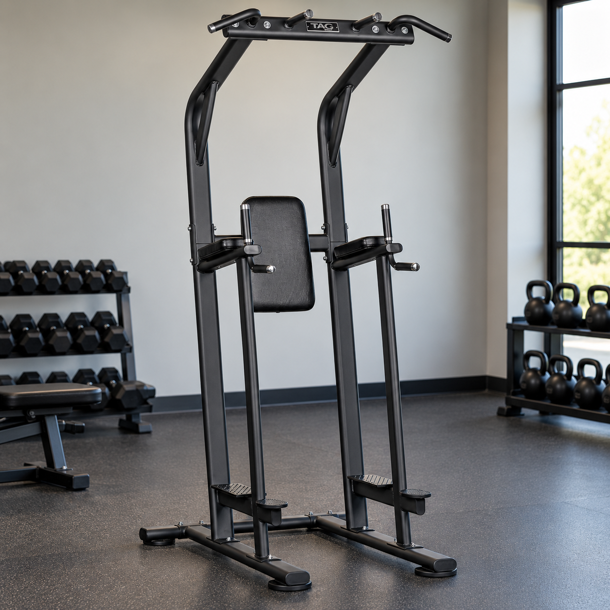 TAG Fitness Vertical Knee Raise, Chin, and Dip station