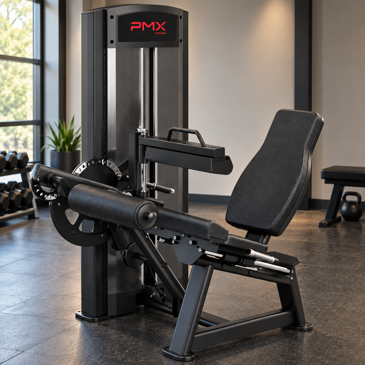 PMX Essential seated leg extension and leg curl machine