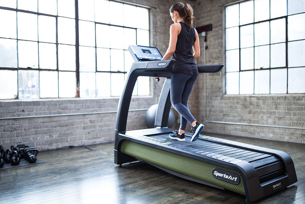 Thumbnail: SportsArt G690 Verde treadmill angled view