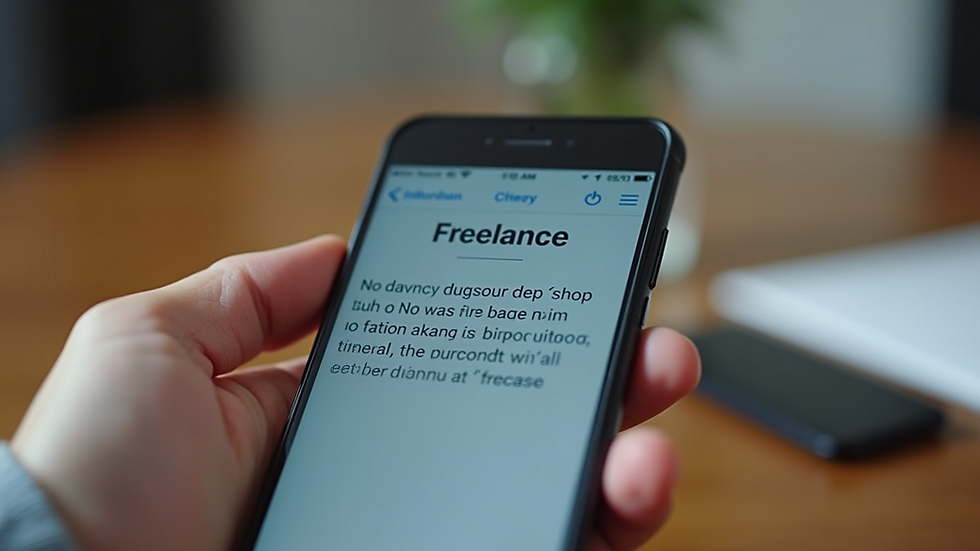 Close-up view of a smartphone displaying a freelance job notification