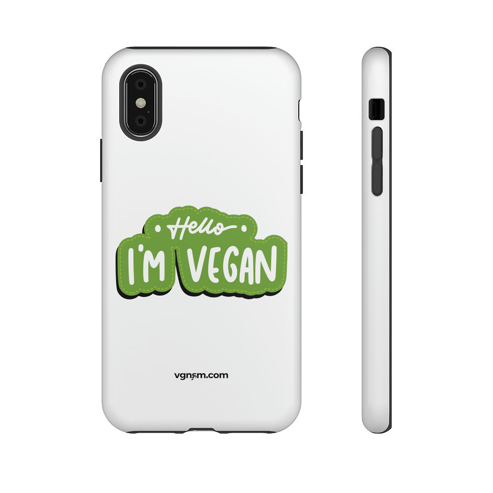 Thumbnail: Hello I'm Vegan - Green Sticker - White Phone Tough Case by vgnsm.com