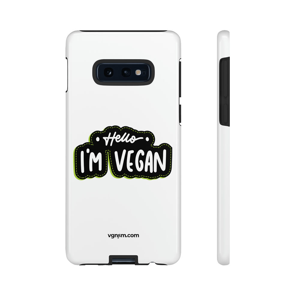 Thumbnail: Hello I'm Vegan - Black Sticker - White Phone Tough Case by vgnsm.com