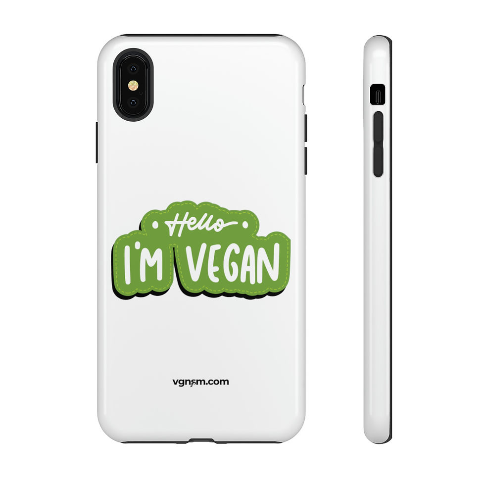 Thumbnail: Hello I'm Vegan - Green Sticker - White Phone Tough Case by vgnsm.com