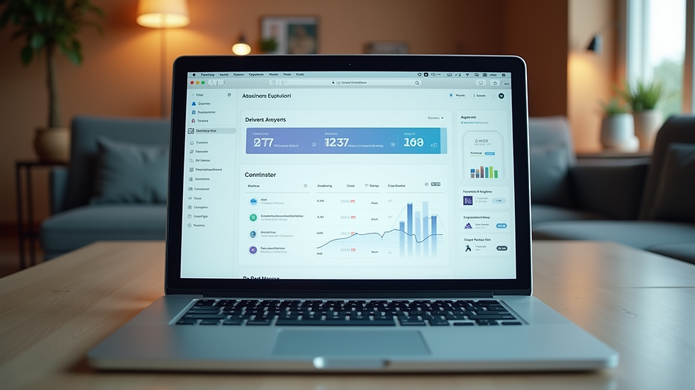 Eye-level view of a laptop screen showing a freelance work platform dashboard