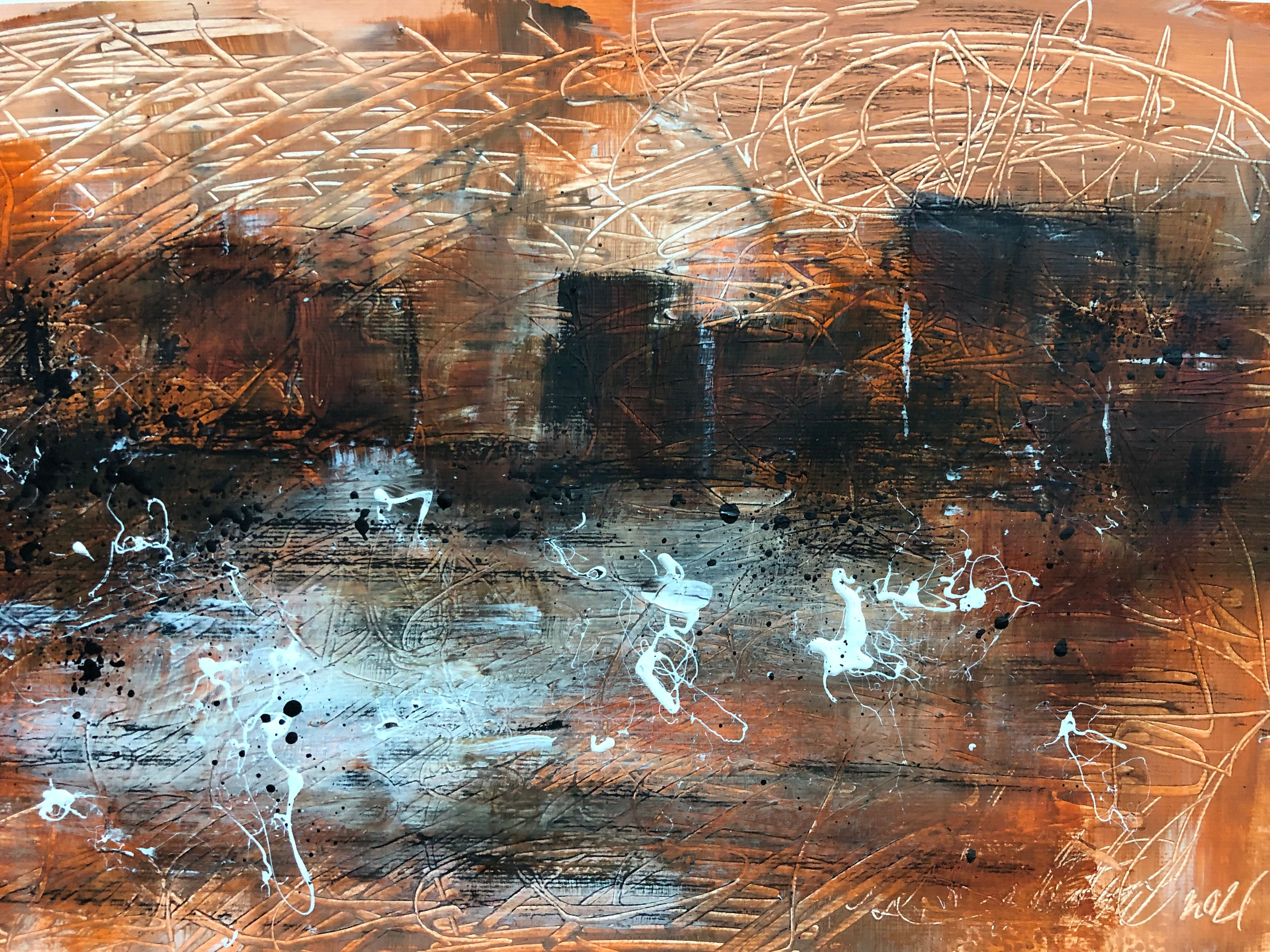 Acrylic on paper, Entitled 'Our Children's Children  (15.4” x 12”)