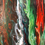 Thumbnail: Swipe painting in emerald green and reds on Canvas, art for your home