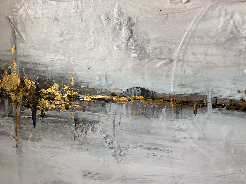 Thumbnail: Landscape acrylic painting, with gold accents on canvas.