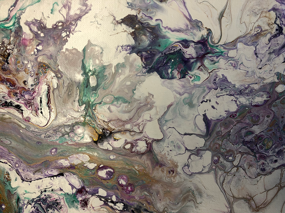 Thumbnail: Dutch pour in purples, golds, on canvas, abstract art