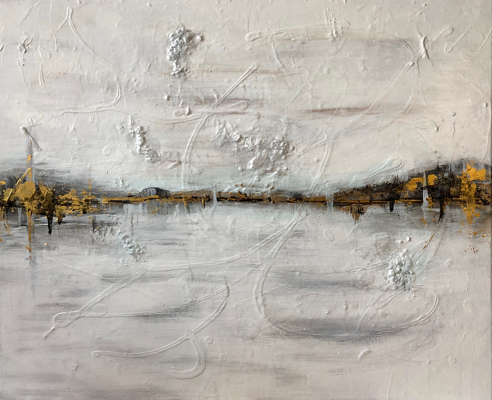 Thumbnail: Landscape acrylic painting, with gold accents on canvas.