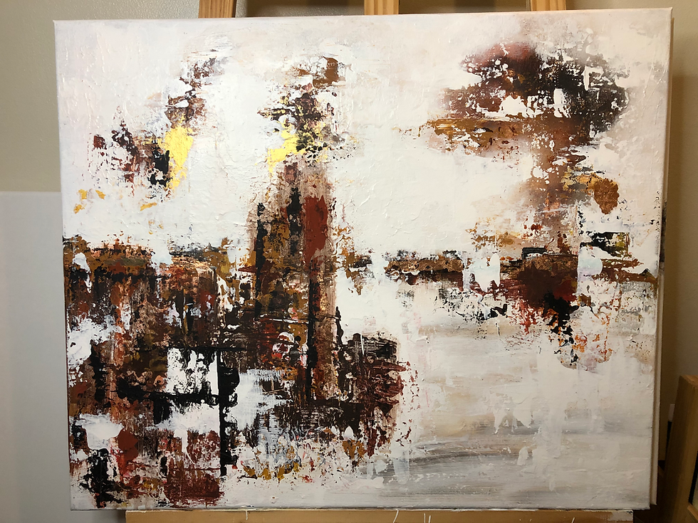 Thumbnail: Abstract painting on canvas, in deep reds, umbers, and gold. Art for your home
