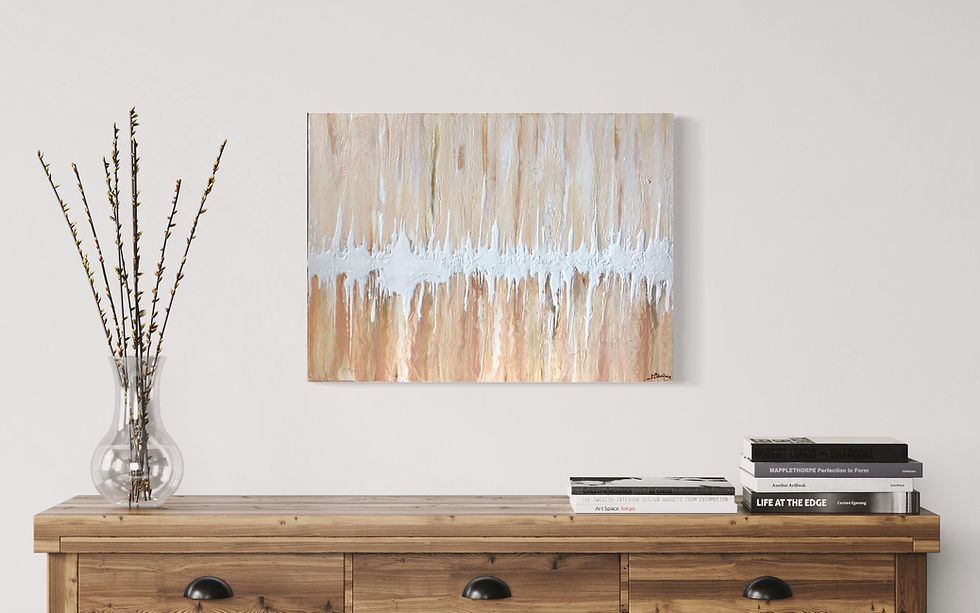 Thumbnail: unique abstract painting on canvas in pale peach tones
