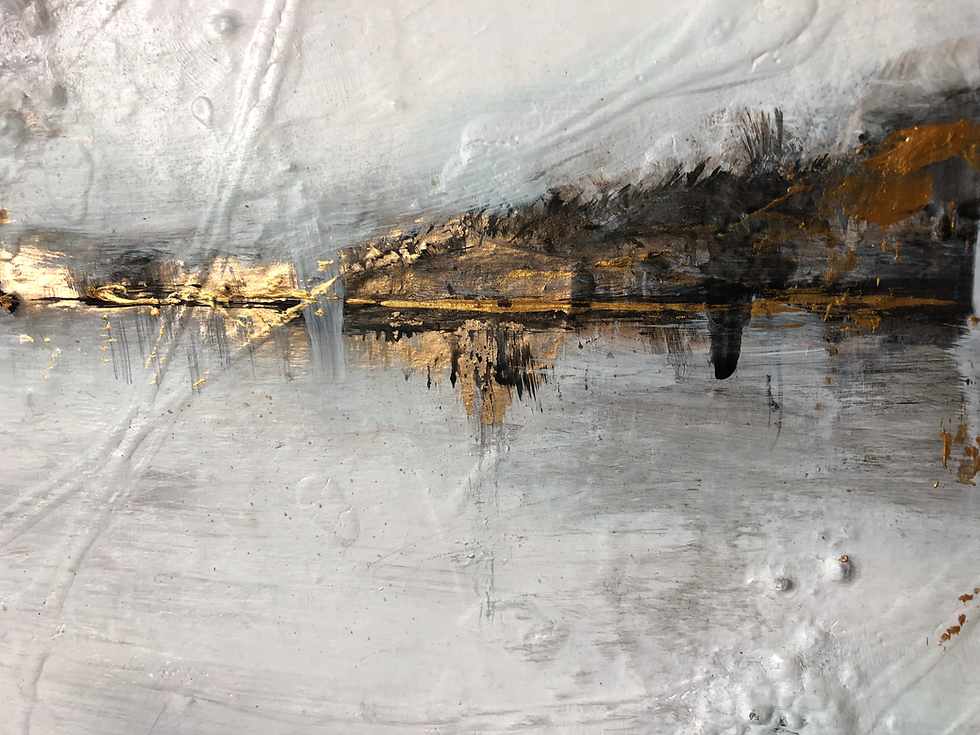 Thumbnail: Landscape acrylic painting, with gold accents on canvas.