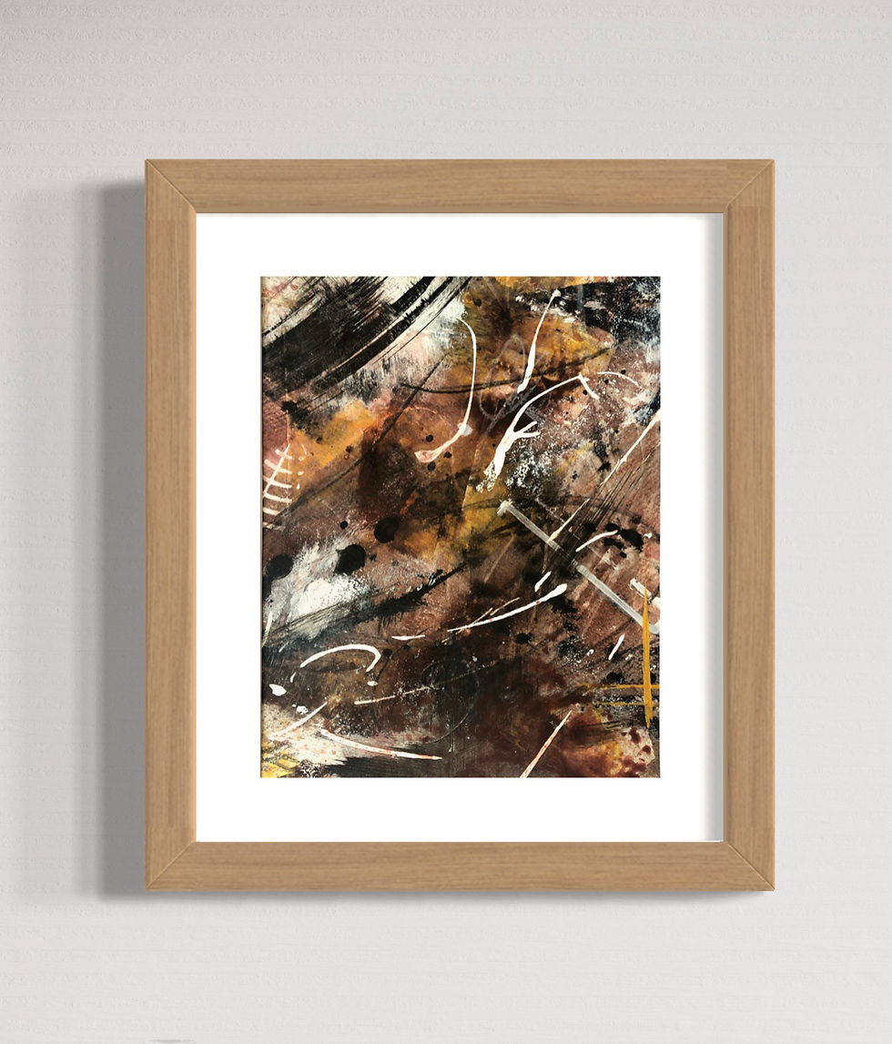 Thumbnail: Set of three original acrylic paintings, in browns, and reds, with gold accents.