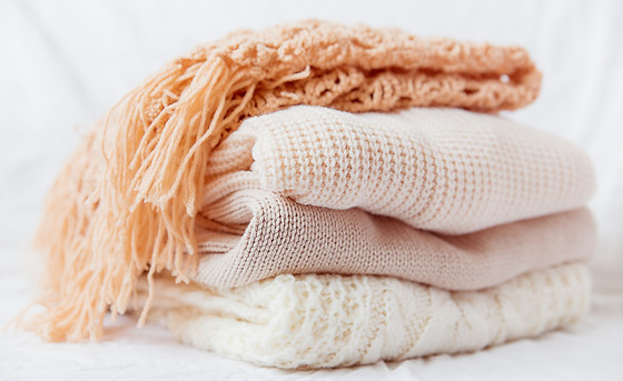 Pile of woolen scarves 