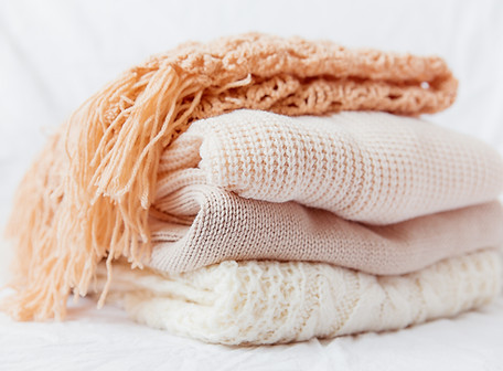 Pile of woolen scarves 
