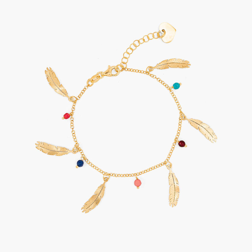 BRACCIALE CON PIUME E PIETRE