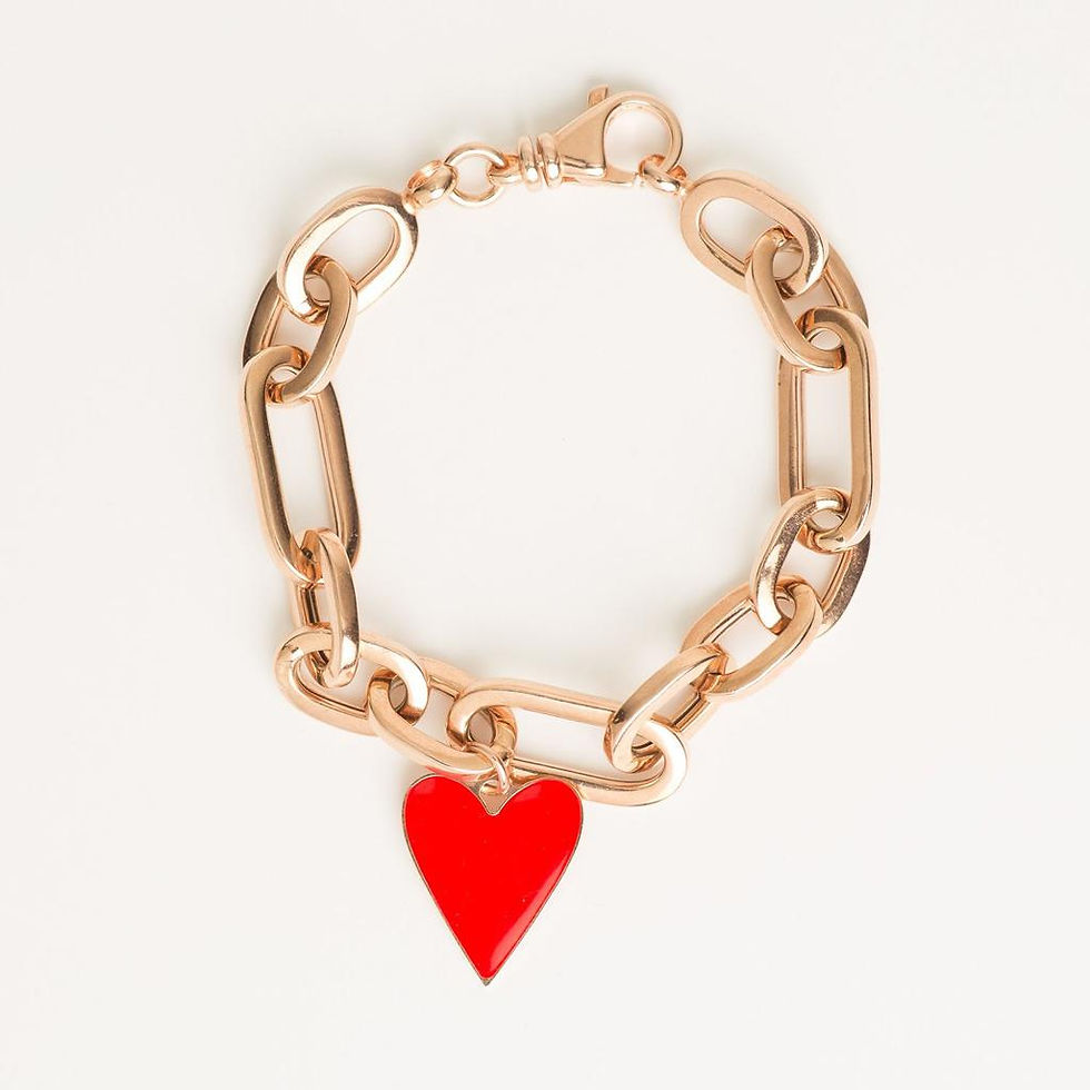 BRACCIALE CATENA CON CUORE SMALTATO