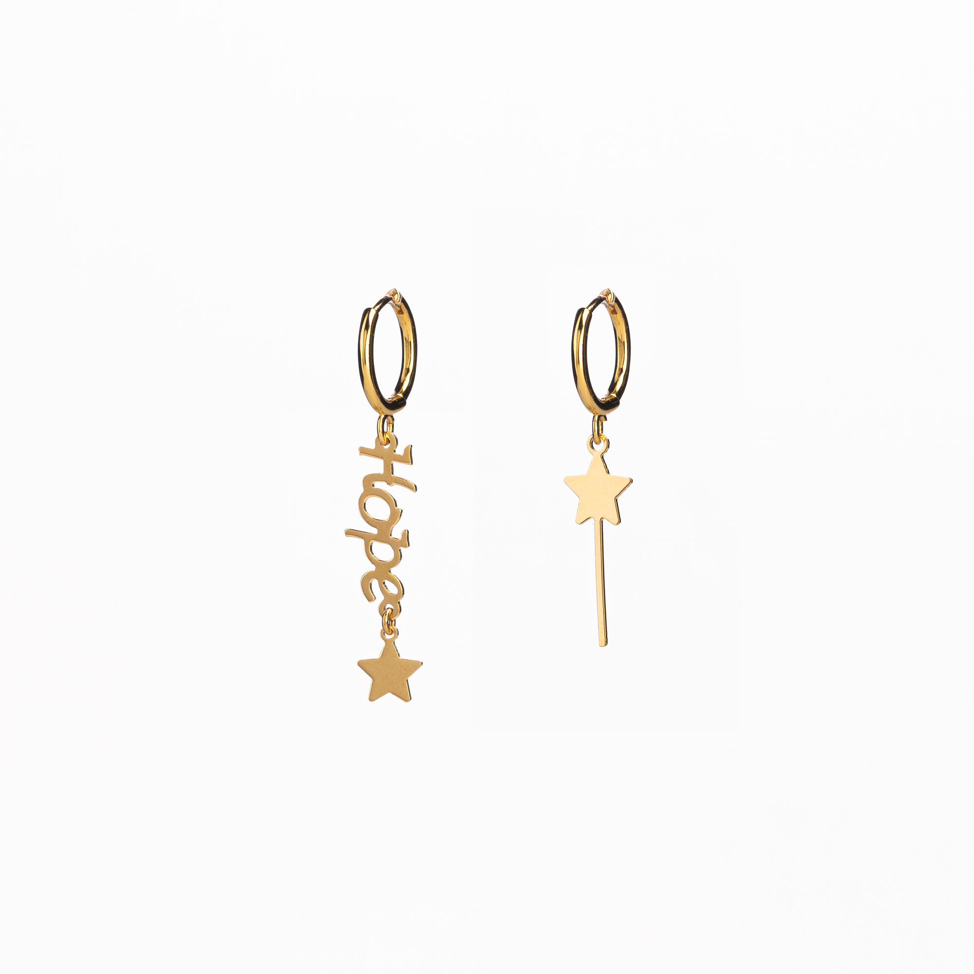 PAIR OF WRITTEN EARRINGS AND MAGIC WAND