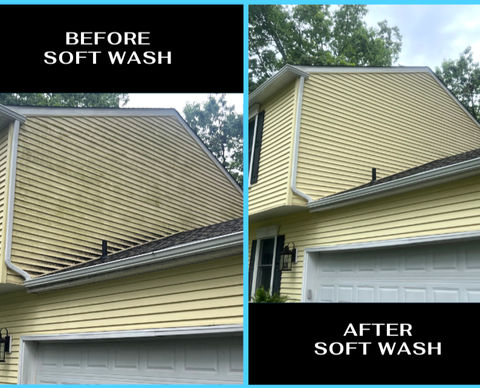 House wash before and after. It looks great and is affordable pressure wash near me! 