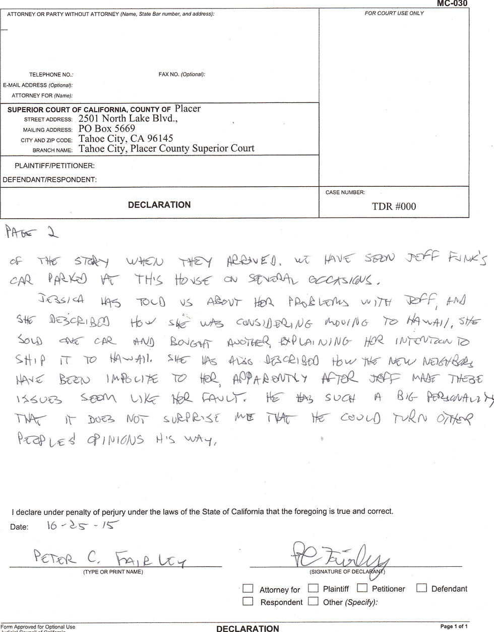Swedelius' Witness Peter Fairley (page 2 of 2)