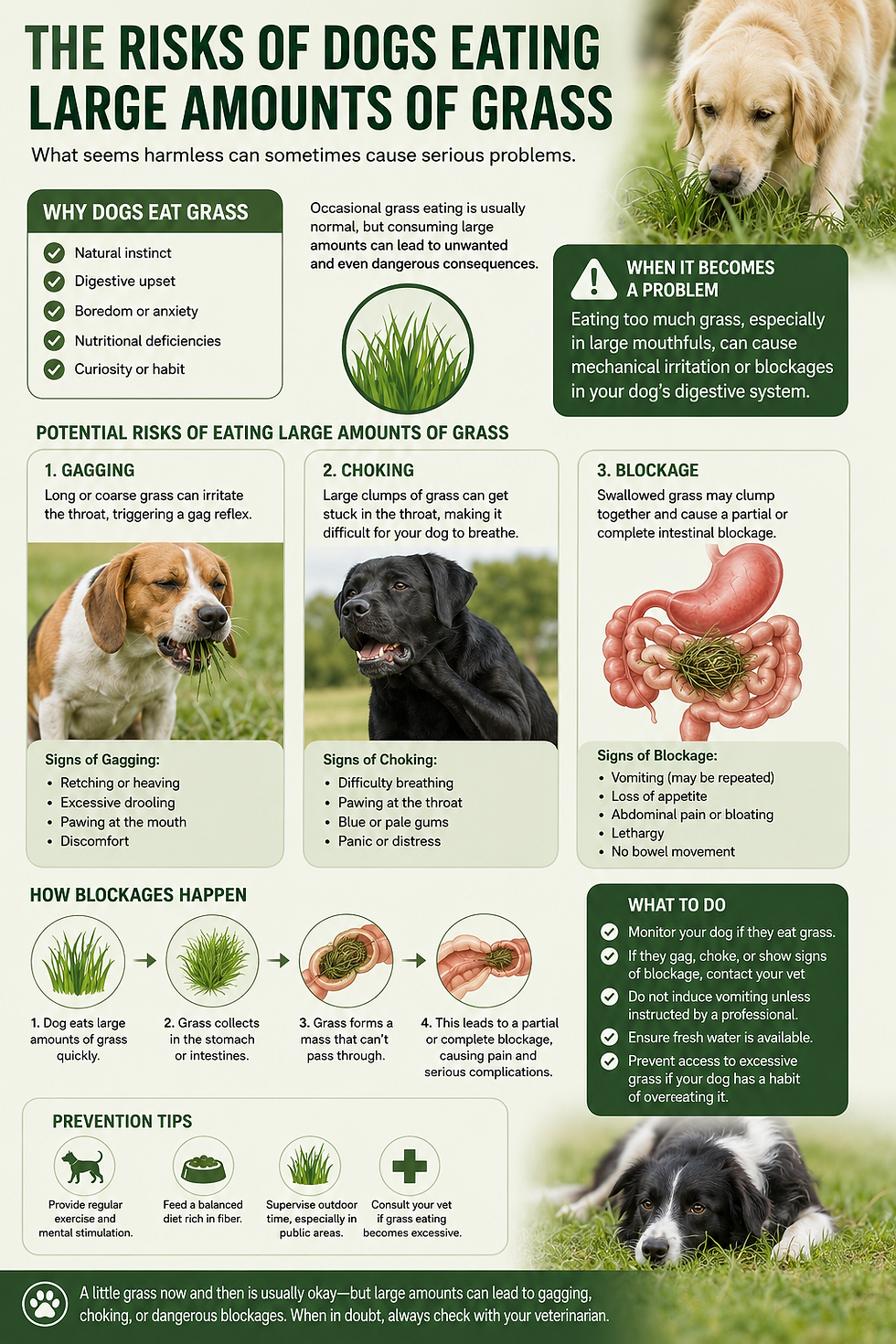info picture on the risks of dogs eating large amounts of grass