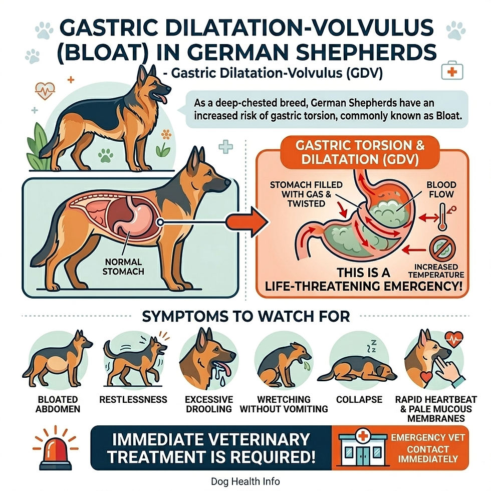 An info-picture on Bloat in German Shepherds