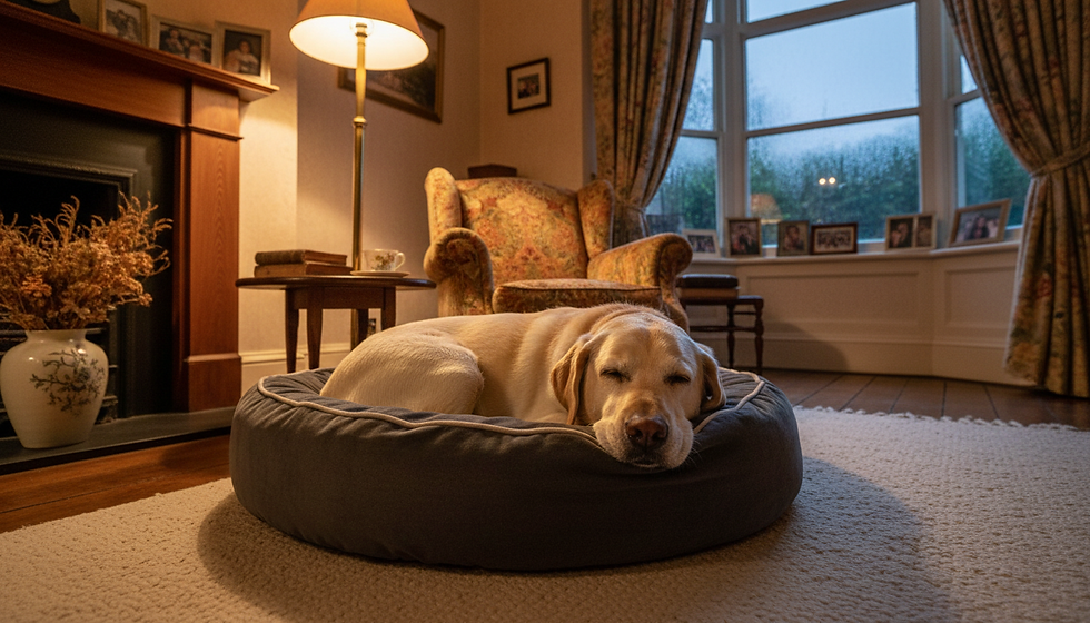 A senior dog sleeping