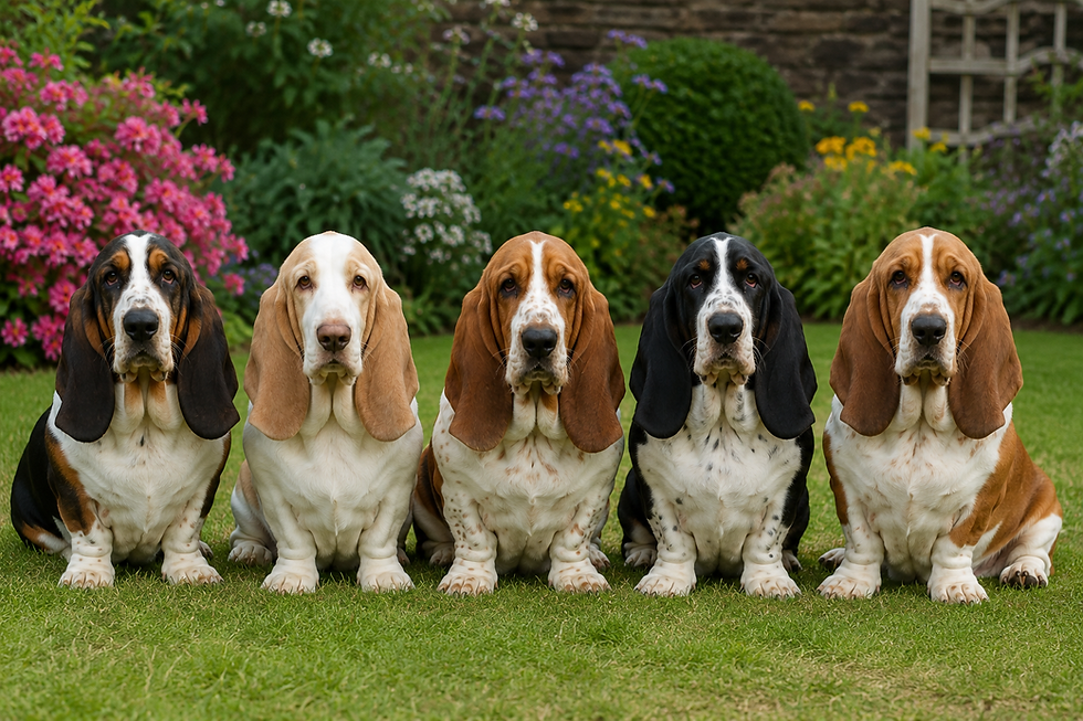 examples of every Basset Hound coat colour