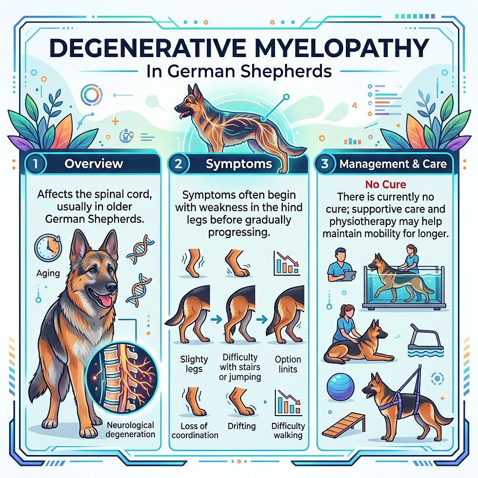 An info picture on degenerative myelopathy in German shepherds