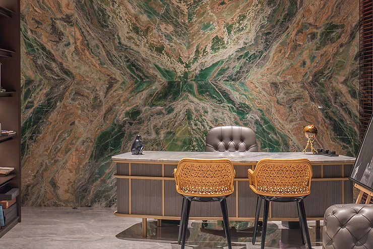 Batu alam bisa digunakan untuk ruang kerja, supaya terlihat lebih mewah, elegan, dan merangsang produktivitas.