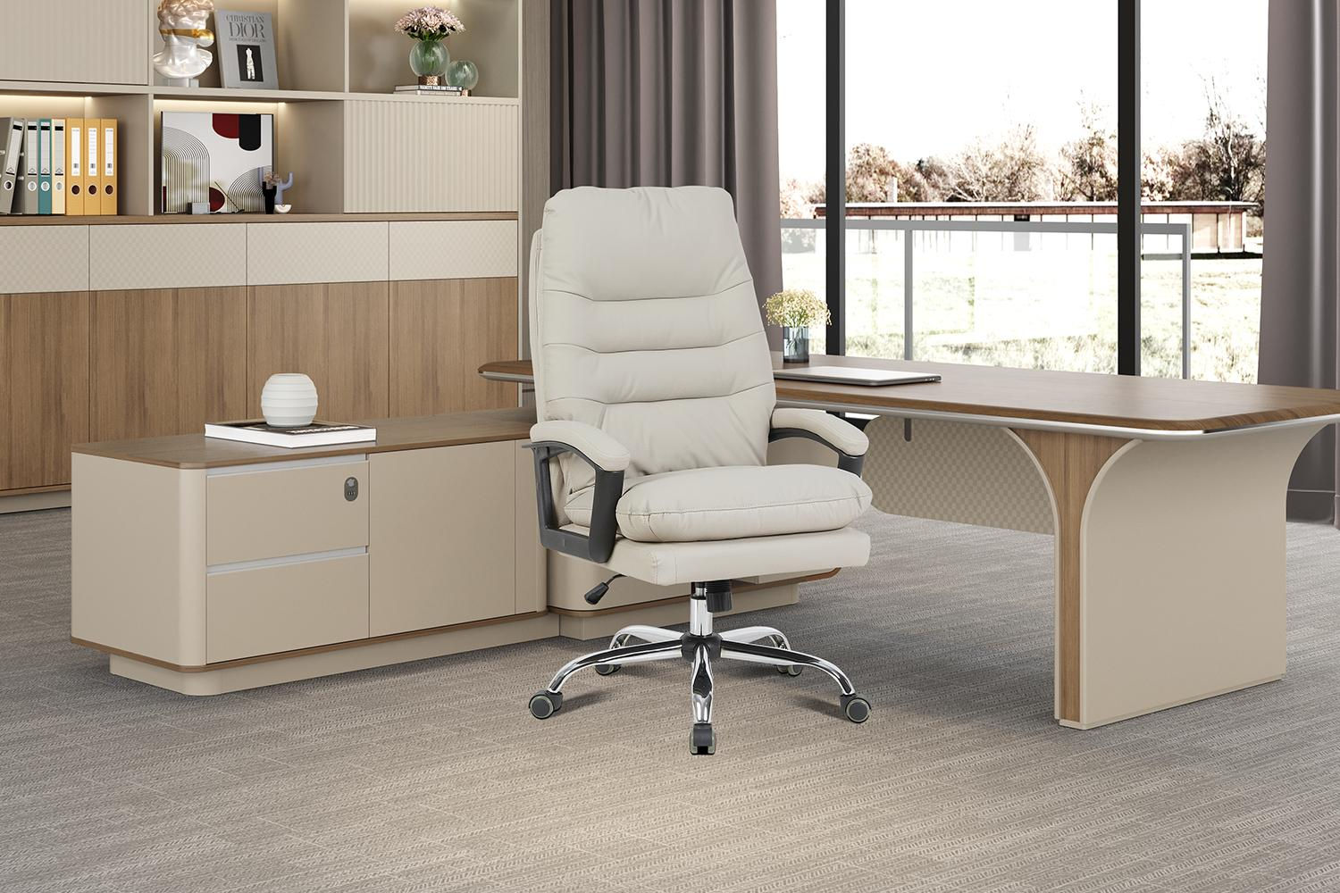 CHAISE DE BUREAU 'DANIEL' BEIGE PU