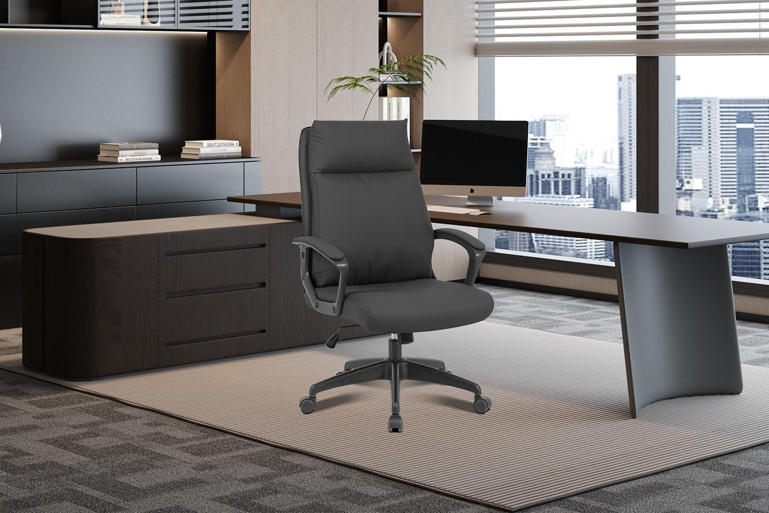 CHAISE DE BUREAU 'Sandy ' PU NYLON COGNAC