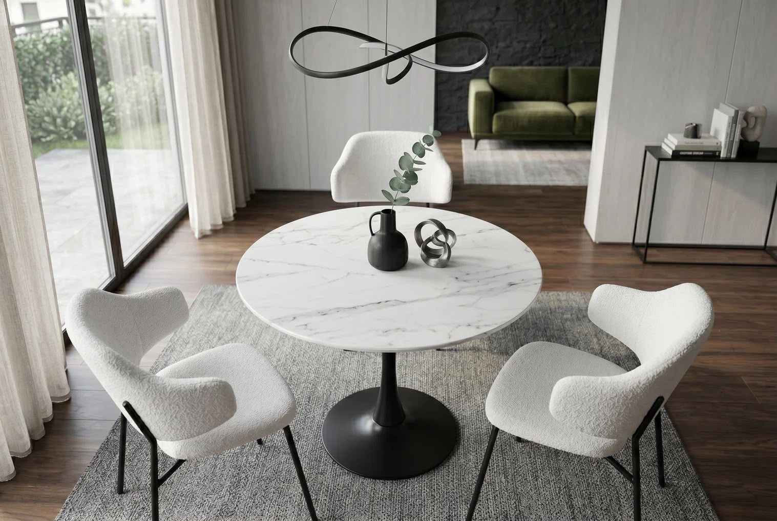Table bistrot Tiger ronde Ø 80 cm – céramique Aurora Oro –BLANC