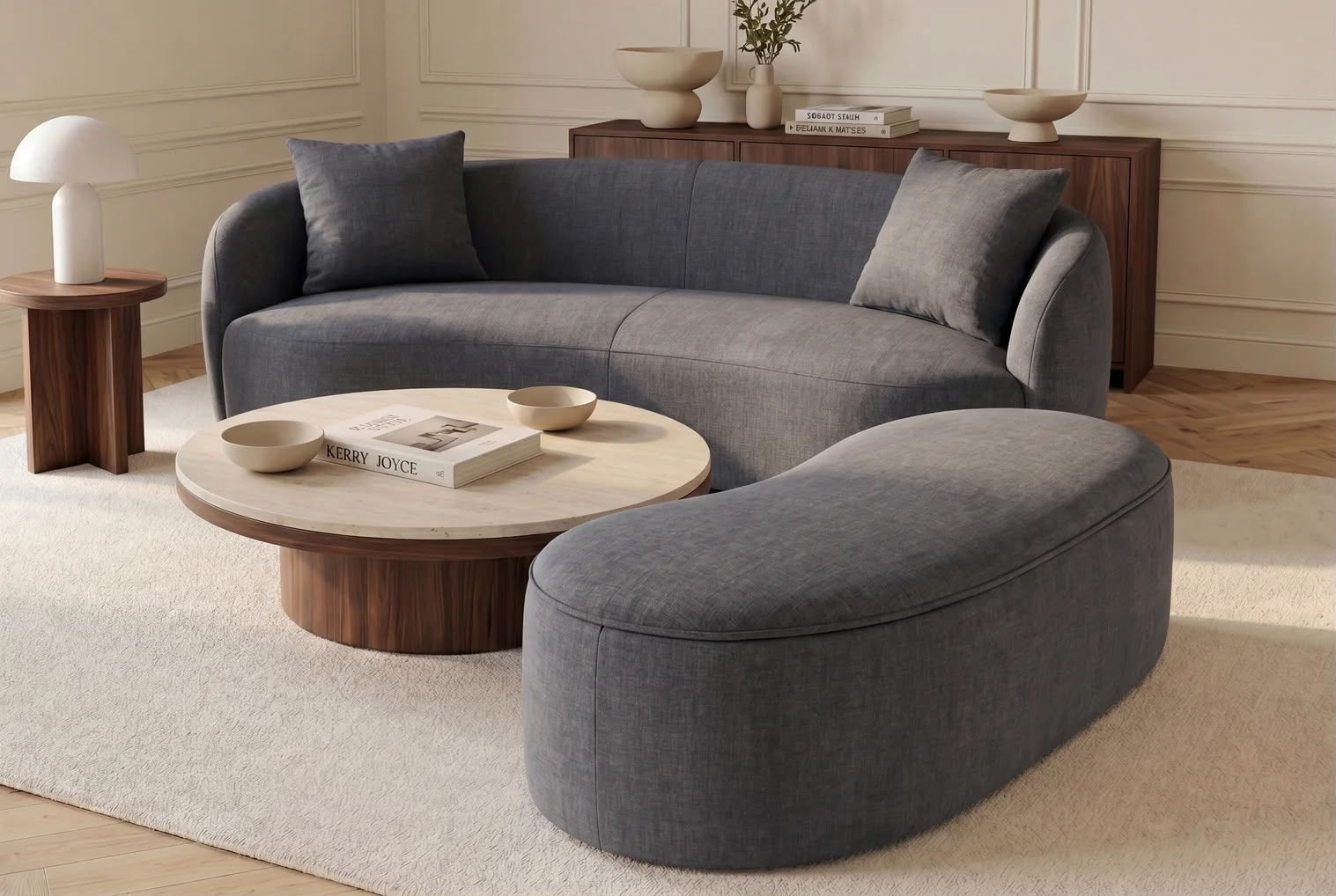 le pouf JAZ en tissu gris foncé