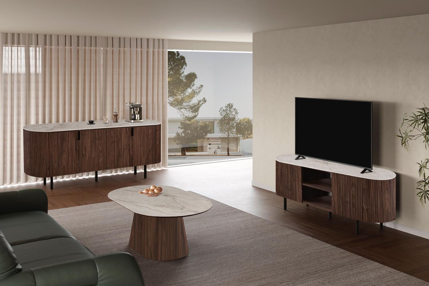 TABLE BASSE 'VIGO' 120 CM DÉCOR CHÊNE FONCÉ SHAKESPEAR BEIGE
